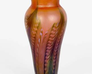 Lundberg Studios Pulled Feather Art Glass Vase