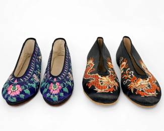(2) Pairs of Chinese Silk Shoes
