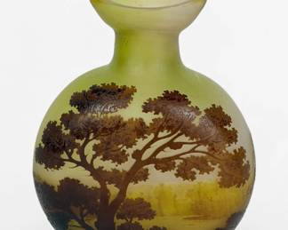 Emile Galle 'Landscape' Cameo Gourd Vase