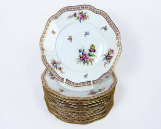 (12) German "Dresden Flowers" Porcelain Plates
