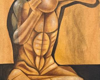 Attributed to Ang Kiukok 'Thinking Man' Oil on Canvas (B)