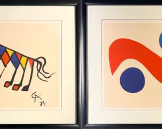 Pair of Alexander Calder Braniff Airlines Lithographs