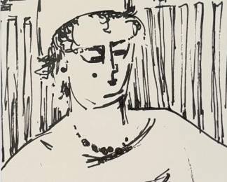 Uche Okeke 'Portrait of a Lady' Ink on Paper