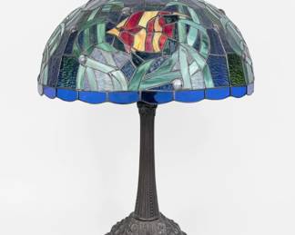 Tiffany-Style Stained Glass Underwater Scene Table Lamp