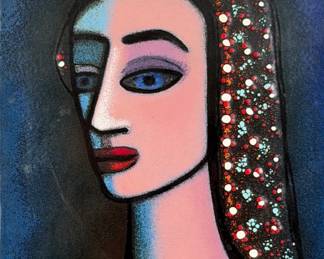 Jackson Woolley 'Portrait of a Woman' Enamel Mosaic
