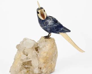 Vintage Handcrafted Sodalite and Quartz Cockatoo