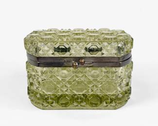 Antique Baccarat Uranium Cut Glass Box