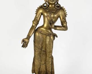 Brass "Standing Tara" Tibetan Buddhist Goddess Statue