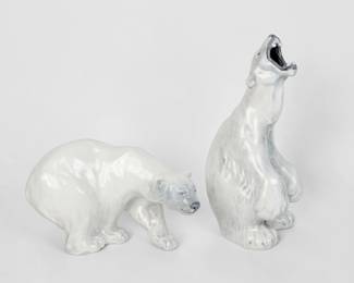 Pair of Royal Copenhagen Porcelain Polar Bear Figures