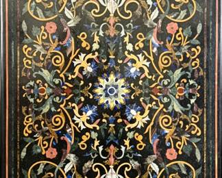 Marble Pietra Dura Semiprecious Stone Inlay Tabletop