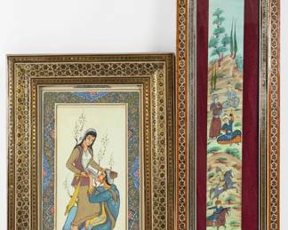 (2) Persian Paintings on Bone