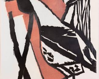 Charles Quest "Untitled (Abstract Composition)" Woodblock
