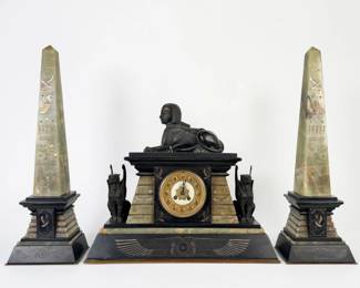 Vintage Egyptian Revival Style Mantel Clock (As Is)