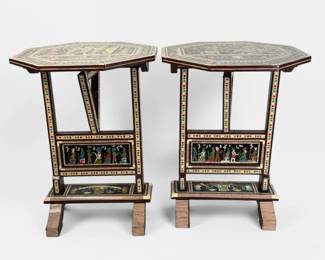 Pair of Egyptian Octagonal Inlaid Tables