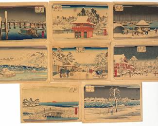 Utagawa Hiroshige "Eight Snow Scenes in the Eastern Capital" Woodblock Prints
