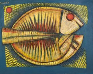 Attributed to Ang Kiukok 'Fish' Oil on Canvas (A)