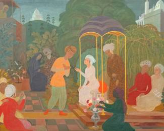 Paul Tanner 'Indian Wedding' Gouache on Board 