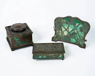 (3pc) Tiffany Studios "Grapevine" Desk Set