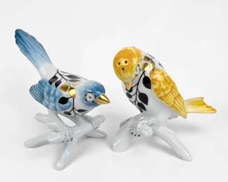 Pair of Christian Lacroix Porcelain Bird Salt & Pepper Shakers