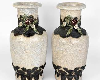 Pair of Chinese Crackle Glaze Vases