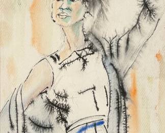 Jeff Donaldson 'Portrait of a Woman' Watercolor & Ink on Paper