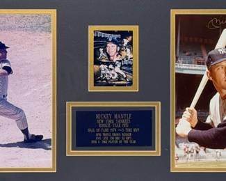 Signed Mickey Mantle Photographs Display