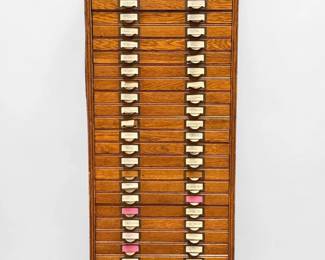 Vintage Multi-Drawer Oak File Cabinet