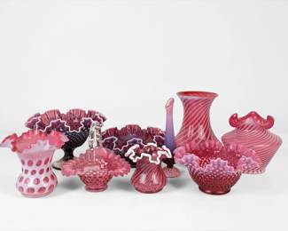 (9pcs) Pink Fenton Glassware