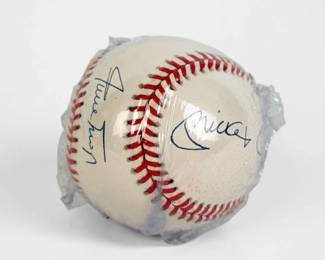 Signed Joe Girardi & Mickey Mantle National Leaque Baseball