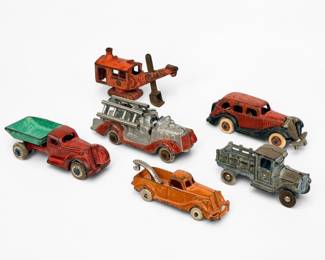 (6) Antique Cast Iron Toy Cars (D)