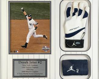 Derek Jeter New York Yankees Batting Glove & Wristband W/ Photograph