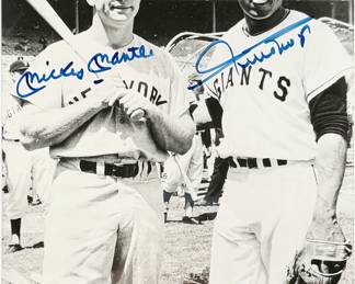 Signed Mickey Mantle & Willie Mays Photograph JSA Cert