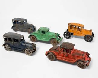 (5) Antique Cast Iron Toy Cars (B)