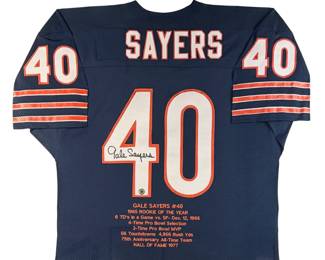 Signed Gale Sayers Hall of Fame Chicago Bears Football Jersey