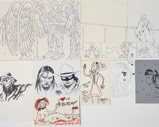 Group of Original Signed Comic Book Drawings