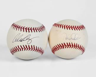 (2) Signed Derek Jeter & Alex Rodriguez Baseballs (A)