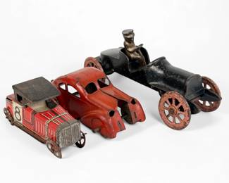 (3) Antique Cast Iron & Tin Toy Cars (H)