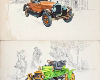 (2) Gale Hendrickson Car Paintings