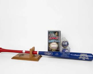 Set of "100 Years of Wrigley Field" Baseball Bat and Balls