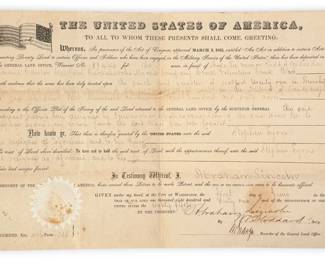 1855 Original United States Land Grant Document 