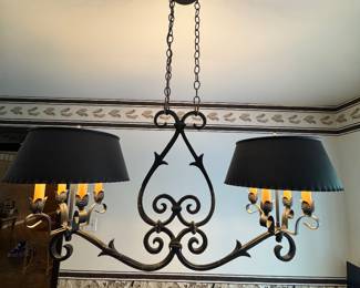 Spanish revival style wrought iron chandelier