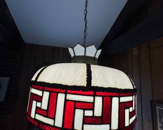 Vintage stained glass hanging light - will require assistance for removal
