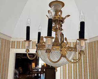 VintageFrench style gilt bronze, and Crystal chandelier - will require assistance for removal
