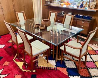 Danish modern dining table and chairs by Schou Andersen 