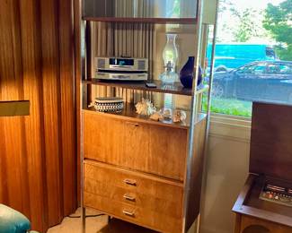 Pair of chrome and walnut wall units by Jack Cartwright for Founders