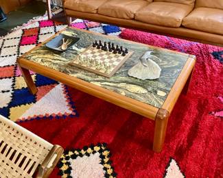 Danish teak and marble coffee table