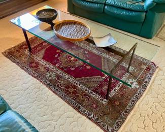 Mid century modern bronze and glass coffee table