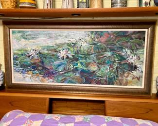 Lily pond landscape oil on canvas by Erin Sherman 1985