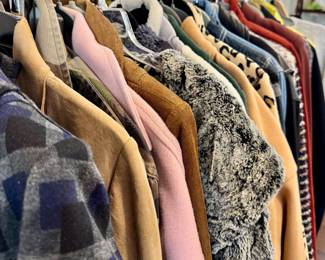 Great selection of jackets, coats, dresses, skirts and tops. Come see it all in person at the sale!