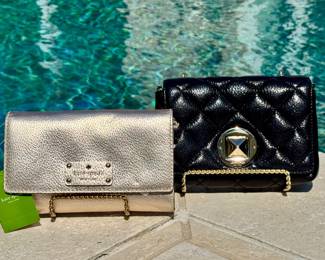 ($84 - Kate Spade rose gold crossbody new w/ tag 8") ($72 - Kate Spade black clutch/crossbody 8")